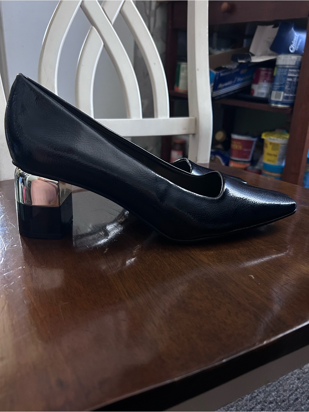 Ninety Union Melody Black Pointed Toe Block gold Heel Pumps sz 12 nwob
